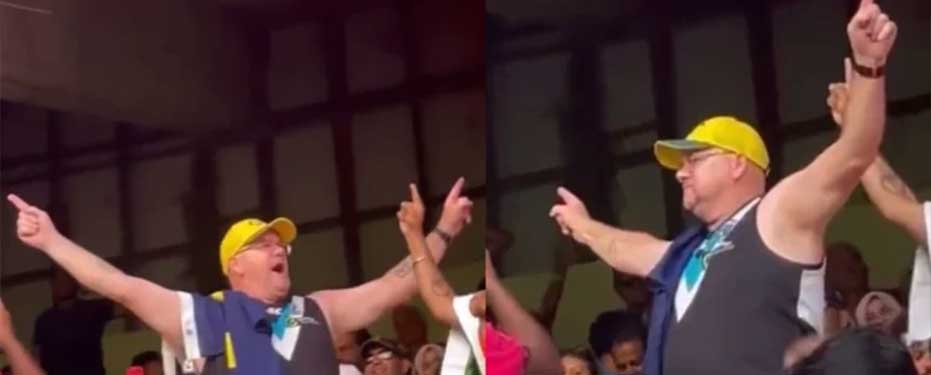 Australian Fan’s Heartwarming Chants of “Bharat Mata Ki Jai” during PAK vs AUS Clash in Bangalore